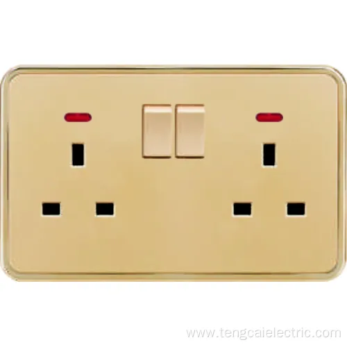 Plastic Electrical Wall Light Switch Socket 2 Gang